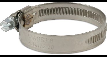 Mega Wormschroefslangklem RVS 316 40 mm x 60 mm type W5 12 mm, per 10 stuks