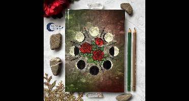 Rozen Maanfasen Magisch Dagboek Journal - A5 Hardcover Journal - Natuur Green Witch - Bloemen Magie Heks Book of Shadows - Grimoire Pagan Alternatief journal blanco bladzijdes
