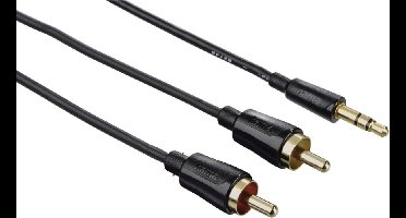 Hama Audiokabel, 3,5 mm jack-stekker stereo - 2x cinch-stekker, 1,5 m, zwart