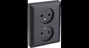 Q-Link Dubbel Stopcontact - Wandcontactdoos - Inbouw Contactdoos met Shutter - Zwart