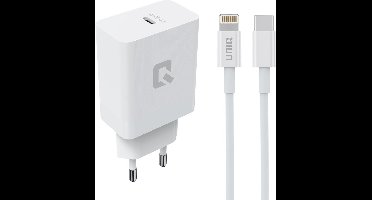 TUNIQ Snellader PD 25W Adapter - met Lightning naar Type-C Kabel - Wit