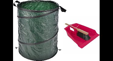 Groot stoffer/blik roze 43 cm met tuinafvalzak 130L voor tuinafval/bladeren