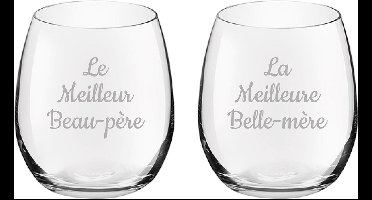 Drinkglas gegraveerd - 39cl - Le Meilleur Beau-père & La Meilleure Belle-mère