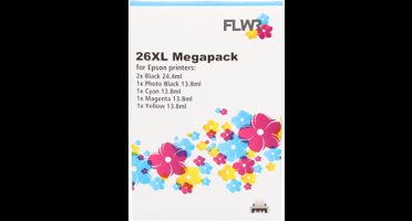 FLWR - Inktcartridge / T2621 / 2631 / 2 / 3 / 4 12-Pack / Zwart en Kleur - geschikt voor Epson