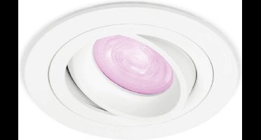 Inbouwspot Demus met Philips HUE White and Color - spotje - Wit - rond - Voor binnen / woonkamer / keuken / slaapkamer - IP20 - GU10 - Buitendiameter: 92MM - boorgat: 80-86MM - min. Inbouwdiepte: 70MM