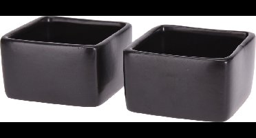 Excellent Houseware 2x stuks tapas schaaltjes - porselein - mat zwart