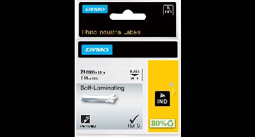 DYMO Rhino industriële Zeflaminerende labels | 24 mm x 5,5 m | zwarte afdruk op wit | voor Rhino labelprinters