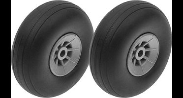 Revtec - Vliegtuig wielen - Rubber met Nylon velg - 44mm - As Dia. 3mm - 2 st