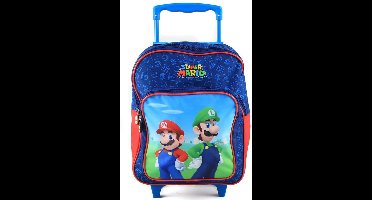Super Mario Bross Trolley Rugtas - Kinder Trolley & Rugzak - 2 Vakken - Schooltas - Mario Tas