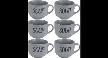 Cosy&Trendy - Soepkommen - Aardewerk - Grijs - 6 Stuks