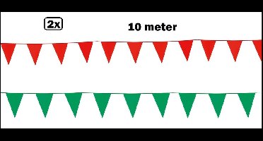 2x Vlaggenlijn rood en groen 10 meter - vlaglijn festival feest party verjaardag thema feest