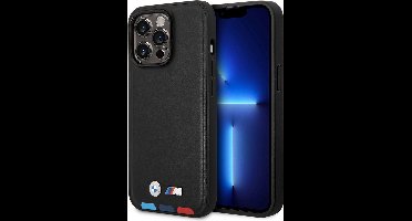 iPhone 14 Pro Backcase hoesje - BMW - Effen Zwart - Leer