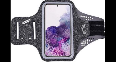 Hoesje Geschikt voor Samsung Galaxy S20 Plus hardloop telefoonhouder – armband - sportband - van stof - Zwart