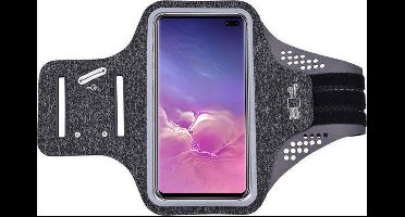 Hoesje Geschikt voor Samsung Galaxy S10 Plus hardloop telefoonhouder – armband - sportband - van stof - Zwart