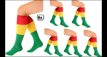 6x Paar sokken rood/geel/groen mt.39-42 - Carnaval themafeest party limburg Festival Thema