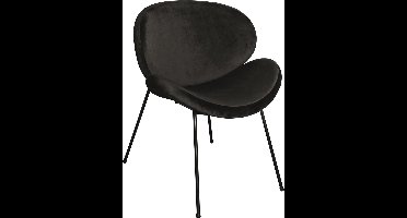 PTMD Janne Velvet Zwart eetkamer stoel metalen poot