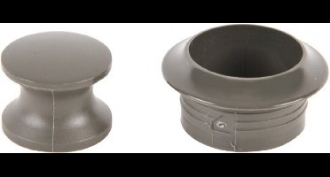 Knop+Ring Pushlock Grijs 2st.