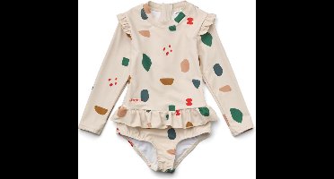 Liewood - Badpak Sille met Lange Mouwen - UPF50 Bescherming - Badpakken - Geometric Foggy Mix 92-98
