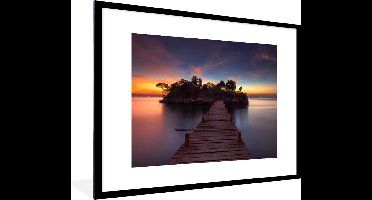 PosterMonkey - Poster - Fotolijst - Steiger - Natuur - Water - Boom - Kader - Foto in lijst - 80x60 cm - Posterlijst - Decoratie woonkamer - Poster natuur