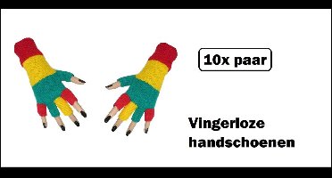 10x Paar handschoenen vingerloos Merk Bright - Carnaval thema feest optocht festival party