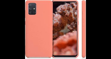Hoesje Geschikt Voor Samsung Galaxy A71 Hoesje - Fluweelzachte Microvezel Siliconen Back Cover – Koraal