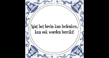 Tegeltje met Spreuk (Tegeltjeswijsheid): Wat het brein kan bedenken, kan ook worden bereikt! + Kado verpakking & Plakhanger