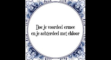 Tegeltje met Spreuk (Tegeltjeswijsheid): Doe je voordeel ermee en je achterdeel met chloor + Kado verpakking & Plakhanger