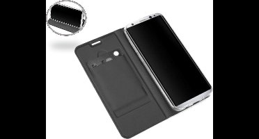 Hoesje geschikt voor Samsung Galaxy S8 - Kunstleren Portemonnee Hoesje Grijs / Zwart - Kunstlederen Wallet Case TPU met Magneetsluiting- Book Case - Flip Cover - Klap - 360 beschermend Telefoonhoesje