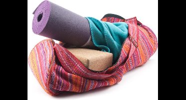 Yogamat tas katoen roze gestreept (67x24 cm)
