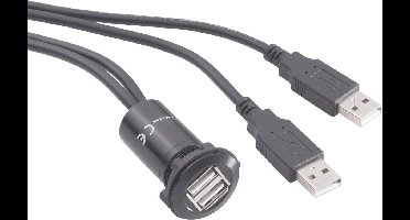 TRU COMPONENTS USB-06-BK Dubbele USB-inbouwbus 2.0 Bus, inbouw, Adapter 2x USB-bus type A naar 2x USB-stekker type A me