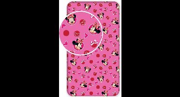 Disney Minnie Mouse Hearts - Hoeslaken - Eenpersoons - 90 x 200 cm - Roze