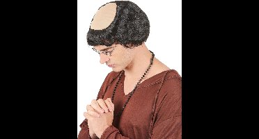 Vegaoo - Zwarte monnik pruik voor mannen - Zwart - One Size