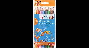 Derwent Potloden Lakeland Colourthin - Met 12 Kleurpotloden - Zacht en Mengbaar - Meerkleurig