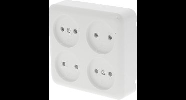 Q-LINK - Wandcontactdoos - Opbouw - 4-voudig Stopcontact - Kinderbeveiliging - Polarwit