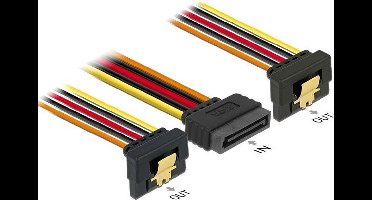 Delock Cable SATA 15 pin power plug with latching function > 2 x SATA 15 pin power receptacle 15 cm