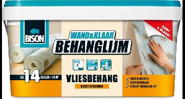 Bison Wand&Klaar® Behanglijm vliesbehang emmer 10 kg, kant en klaar, eenvoudig aanbrengen, corrigeerbaar, goede hechting, voor alle soorten behang met een vliesrug