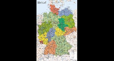 Duitsland kaart poster - Berlijn - Hamburg - Kleurrijke landkaart - 61 x 91.5 cm