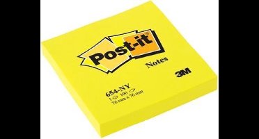 Post-it® Notes, Neon Geel, 76 x 76 mm, 100 Blaadjes/Blok