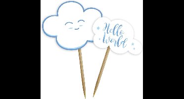 Folat - Cupcake toppers Wolk Blauw (24 stuks)