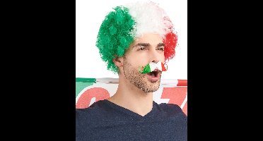 Gekleurde landen pruik Italie/Hongarije - groen/wit/rood - voor volwassenen