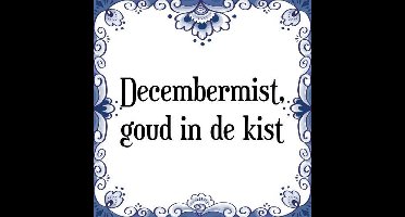 Tegeltje met Spreuk (Tegeltjeswijsheid): Decembermist, goud in de kist + Kado verpakking & Plakhanger