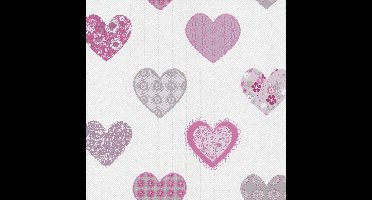Dutch Wallcoverings papierbehang harten - roze/grijs