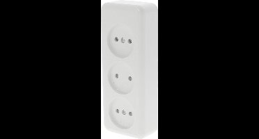 Q-LINK - Wandcontactdoos - Opbouw - 3-voudig Stopcontact - Kinderbeveiliging - Polarwit
