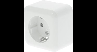 Q-LINK - Wandcontactdoos - Opbouw - 1-voudig Stopcontact - Randaarde - Kinderbeveiliging - Polarwit