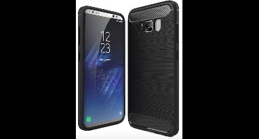 Hoesje geschikt voor Samsung Galaxy S8 - Rugged Armor / Geborsteld TPU Black Premium Case (Zwart Silicone Hoesje / Cover)