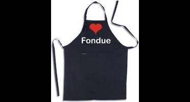 I Love Fondue - Luxe Schort Keukenschort met tekst - Zwart