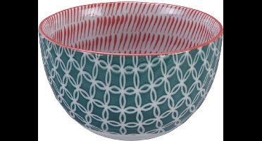 Tokyo Design Studio - Mixed Bowl Tochiri Red/Net Green 15x8.5cmh 750ml