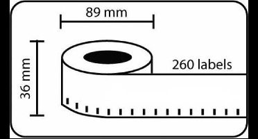 rillstab 12 st Labelrol 89x36 mm wit