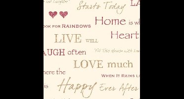 Dutch Wallcoverings Behang tekst - beige/rood