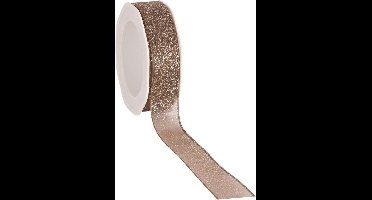 Cadeaulint Glitter Organza Taupe 25mm x 15m
